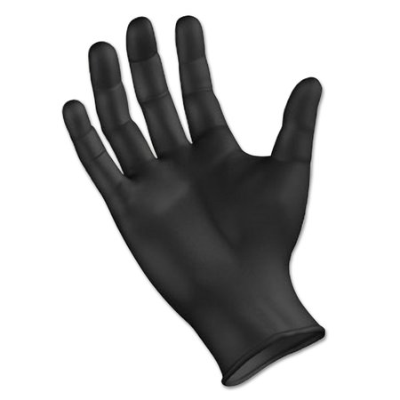 BOARDWALK 396 Series, Nitrile Disposable Gloves, 4.4 mil Palm, Nitrile, Powder-Free, L, 100 PK, Black 396LBXA